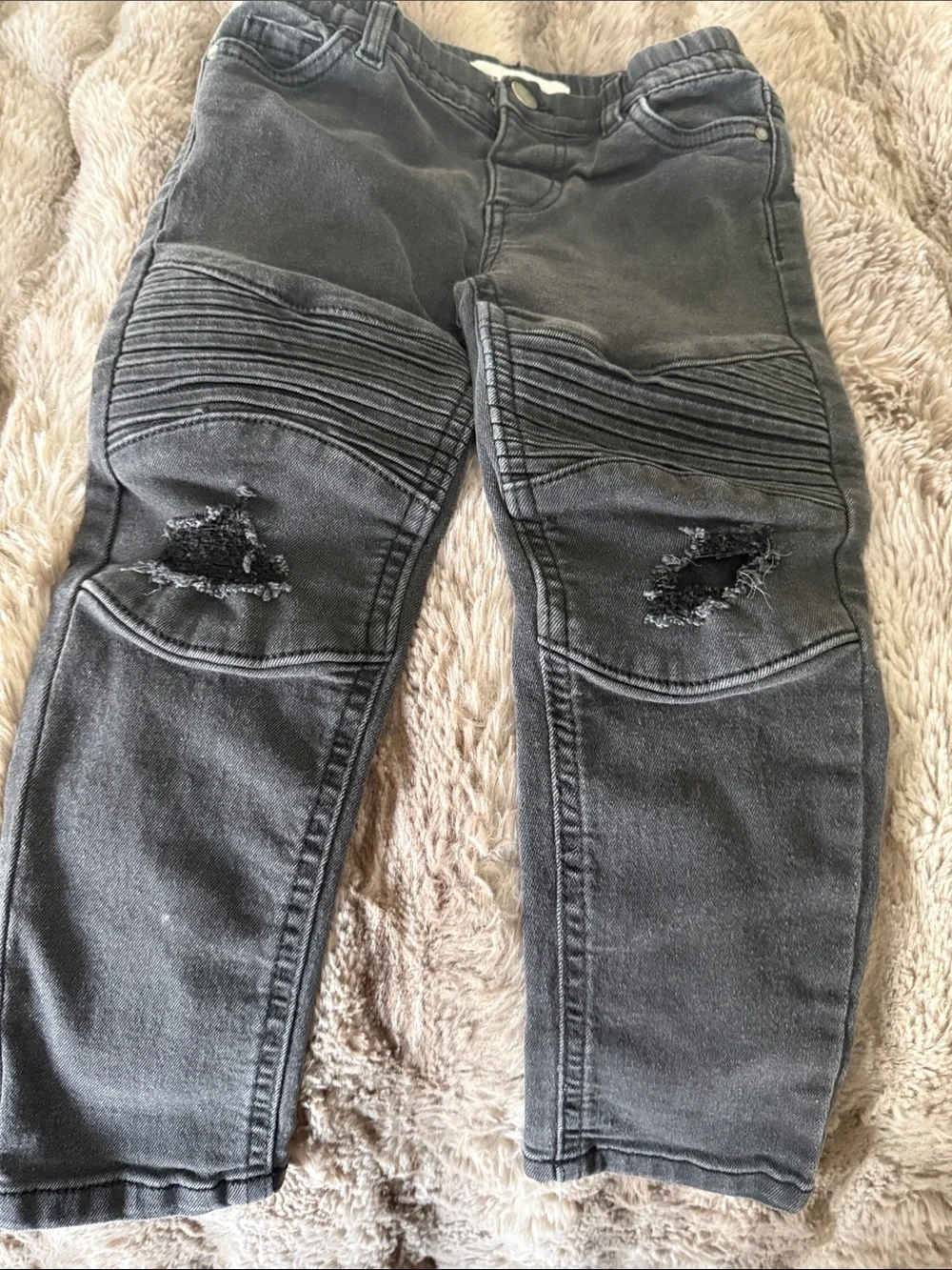 Boys Black Distressed Moto Jeans
